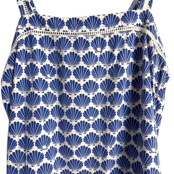 Kate Spade Blue Shell Print Sleeveless Cotton Tank Top Women’s Size L - Picture 3 of 6